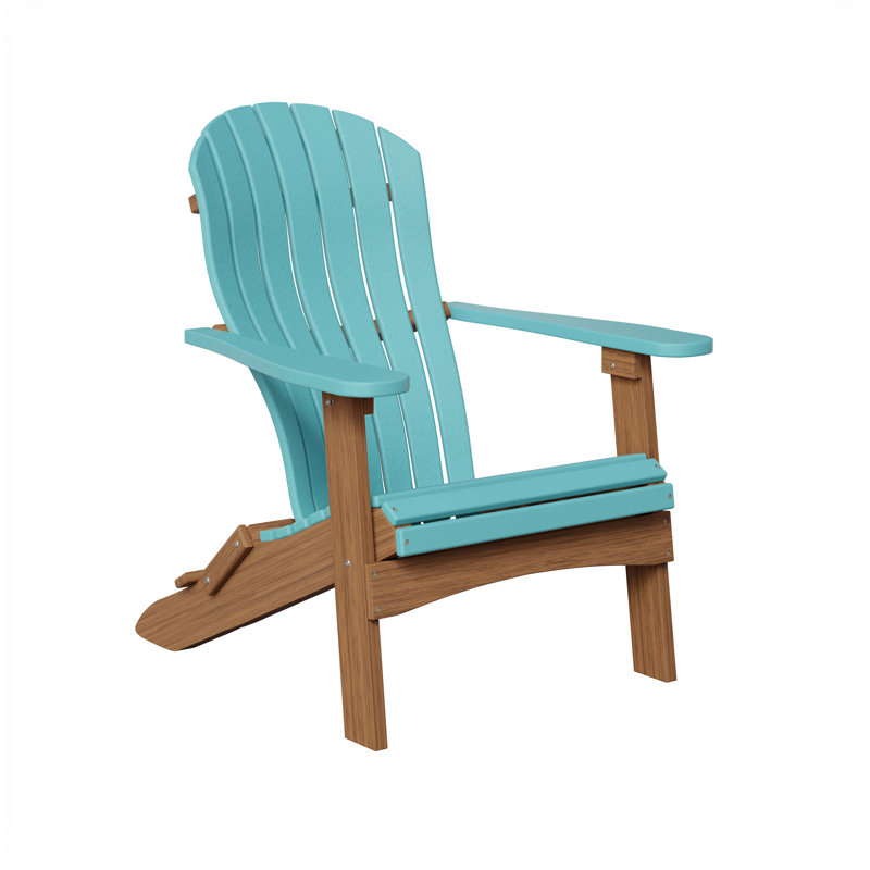 Berlin Gardens Contour Folding Adirondack Chair, Aruba Blue with Antique Mahogany