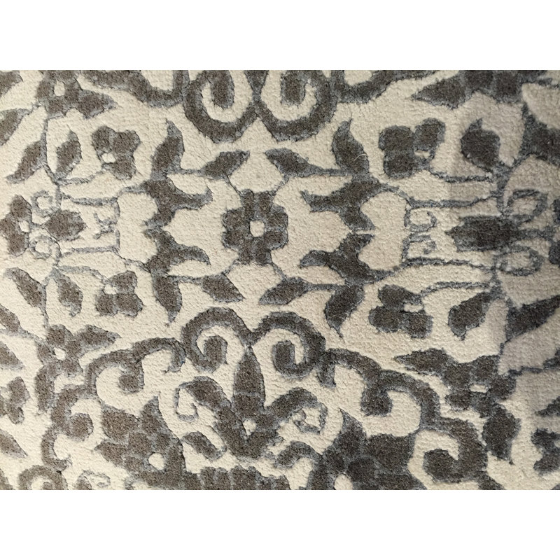 Tapis gris en soie noué à la main Emirarslan