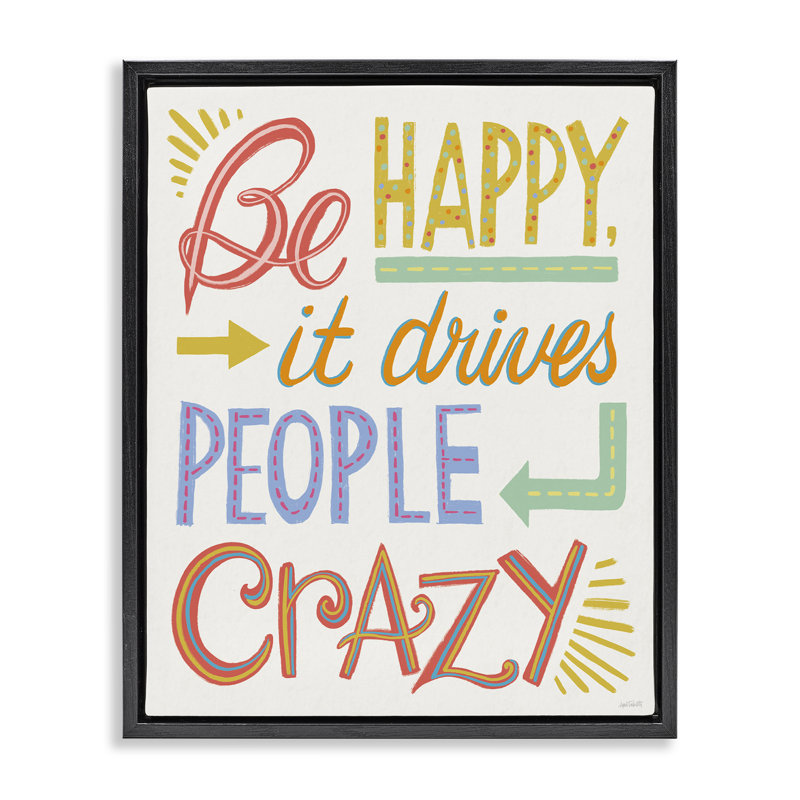 «Bright Be Happy Expression» par Anne Tavoletti, Cadre flottant noir de jais, H 21 po x l 17 po