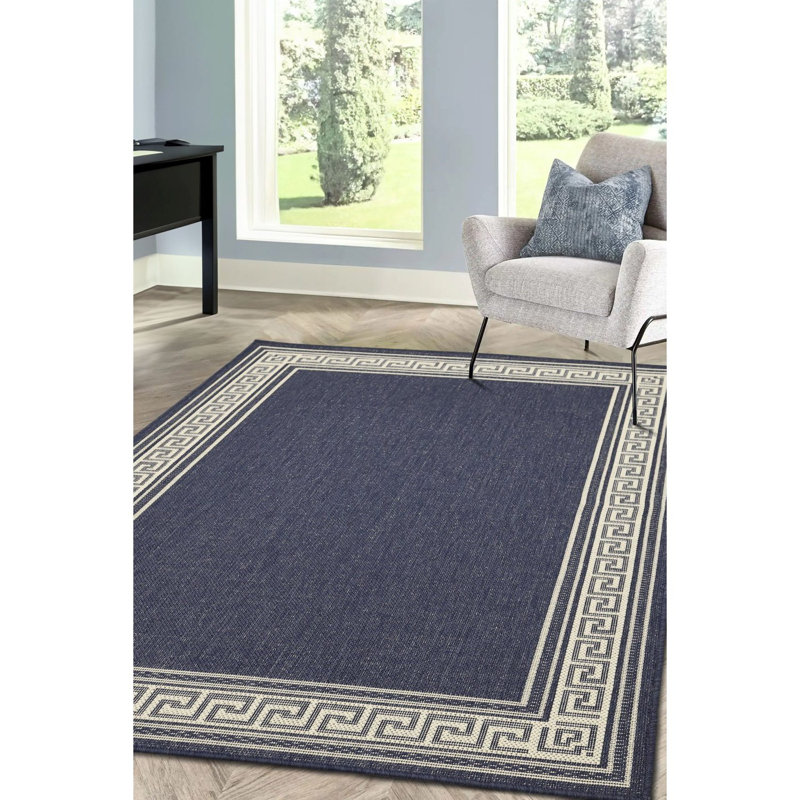 GEL GREEK KEY NAVY 160/230cm, Rectangle 160 x 225 cm