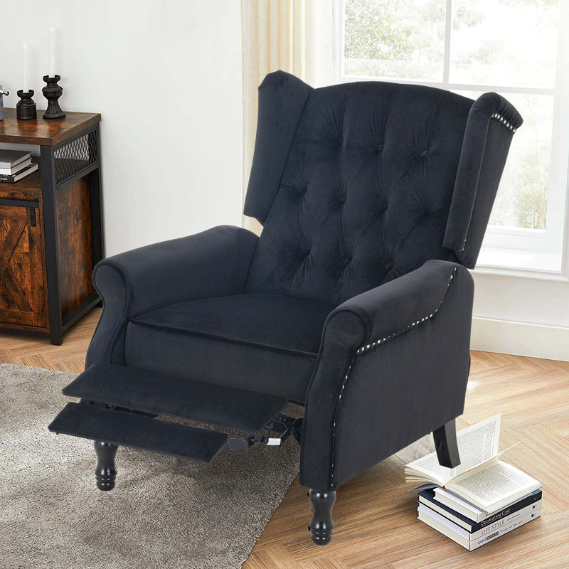 Druv Recliner, Black Flannelette