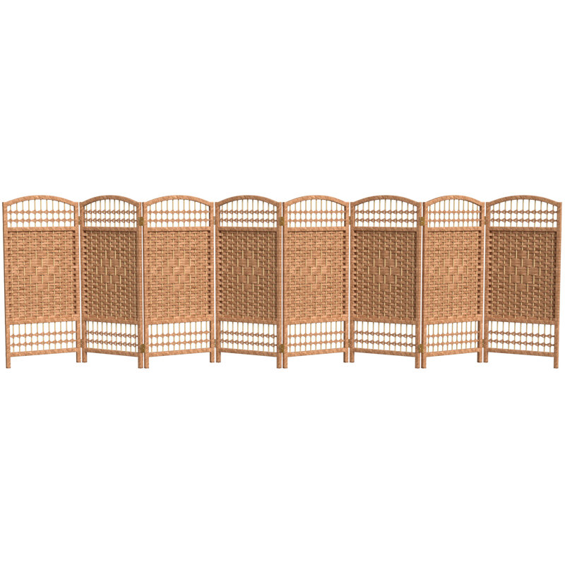 Paravent court en fibre tissée, 8, Naturel, H 23,5 po