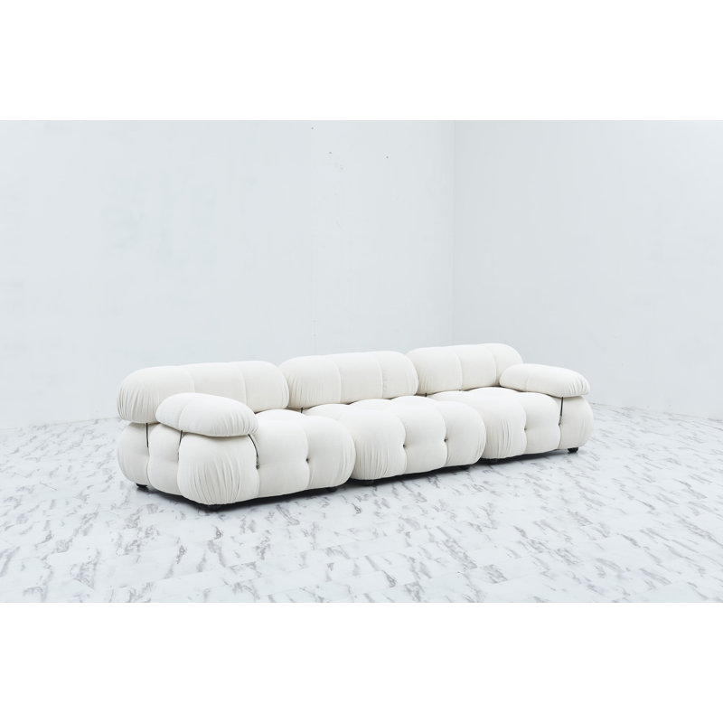 Gylfi 114'' Upholstered Reclining Sofa, White