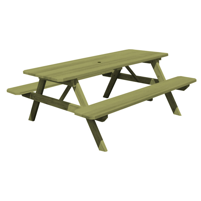 Table de pique-nique rectangulaire, Teinte tilleul, 94 po x 60 po x 30 po