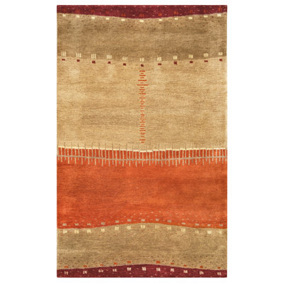 Tapis rayé en laine touffeté à la main Clithall