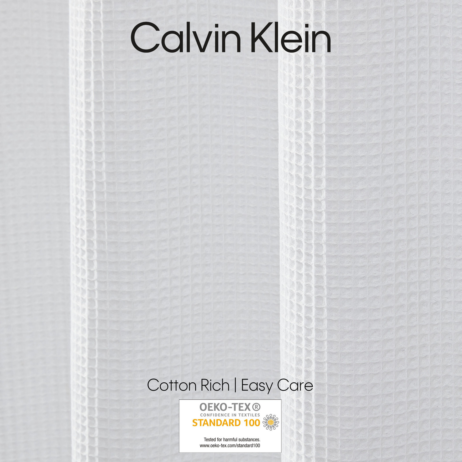 Calvin Klein Waffle Solid Shower Curtain, White