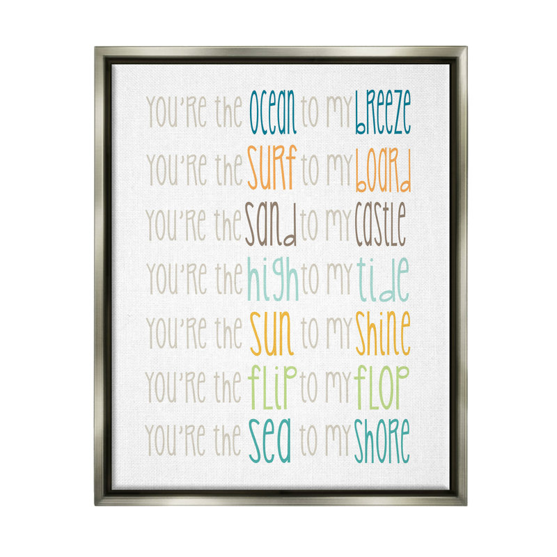 «Nautical Romantic Beach List» par Alli Rogosich - impression sur bois, Cadre flottant gris lustré