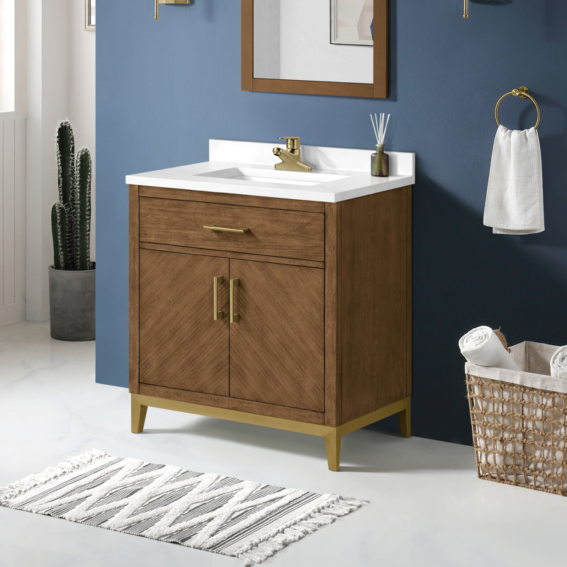 Meuble-lavabo simple avec plateau 30 po Fossen, Brun