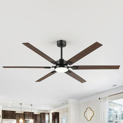 Ceiling Fans With Lights And Remote, 72 Inch Indoor/Outdoor Large 6 Blades Modern Industrial Fan Ceiling,6 Speed Reversible DC Motor, For Living Room/Patio/Bedroom/Large Room