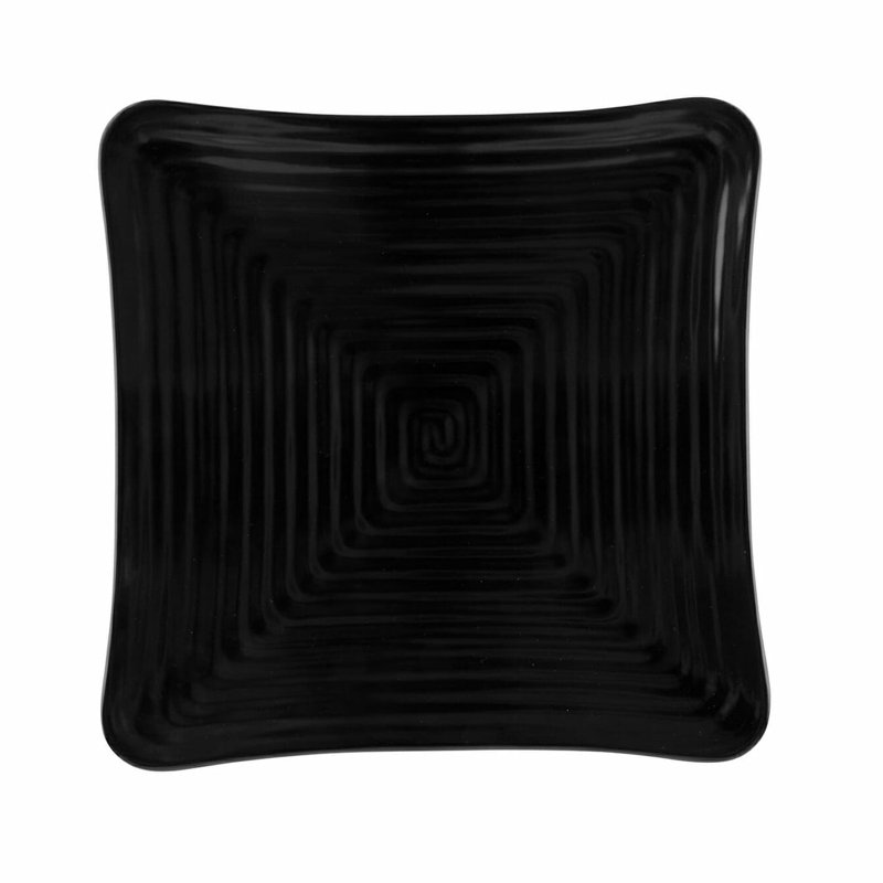 GET Melamine Textured Square Dinner Plate, 10.25", Black