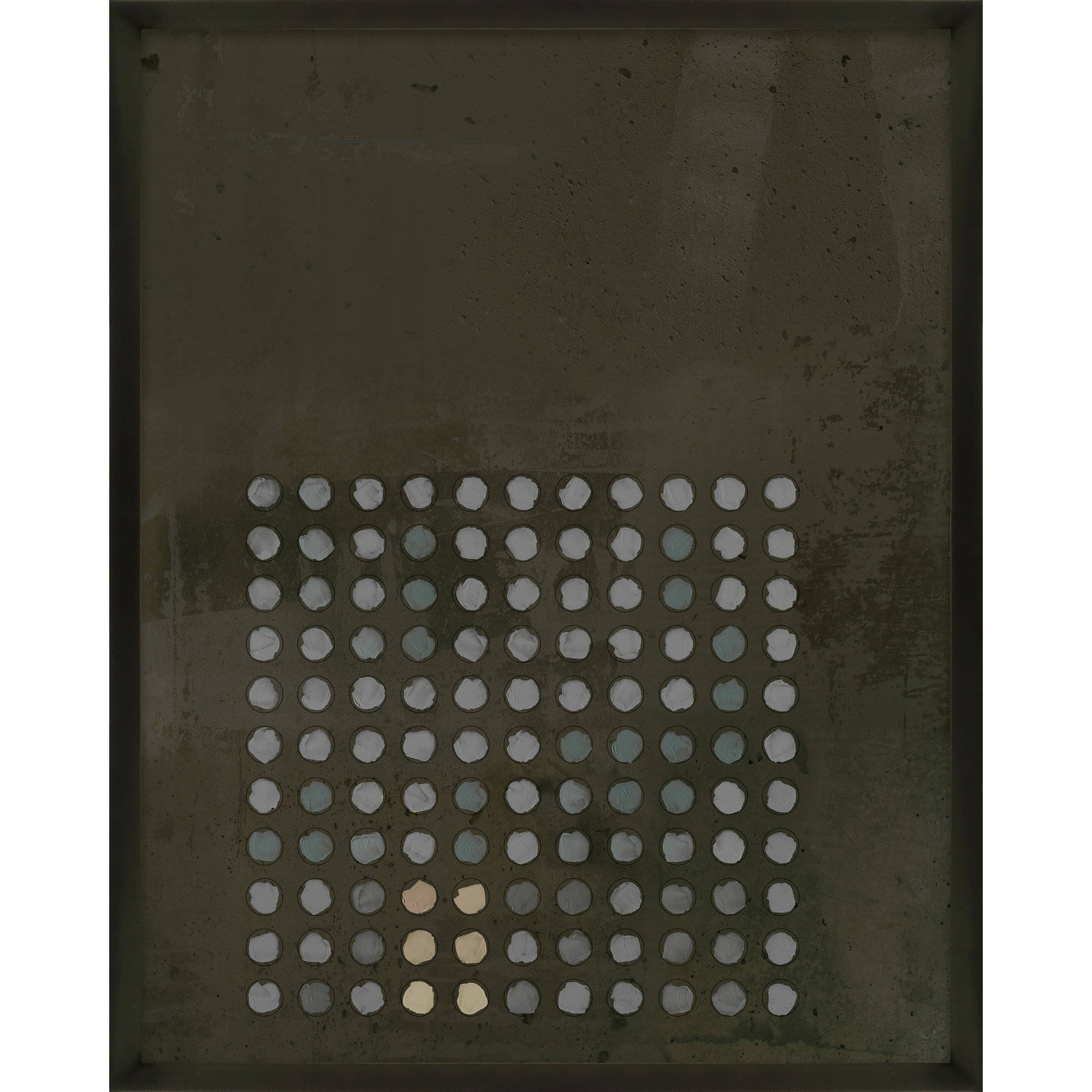 Circles In Squares 13 by Jacques Pilon, 25" H x 20" W x 1.25" D, Black