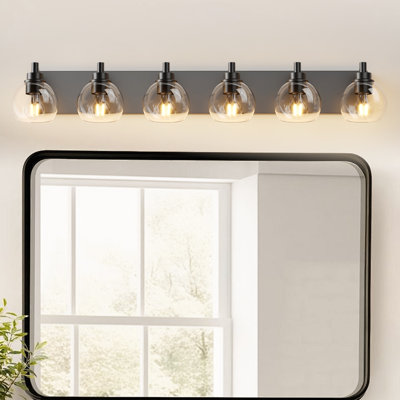 Éclairage de salle de bain mural moderne à 6 lumières à intensité variable pour miroir de salle de bain, salle d'eau, chambre à coucher