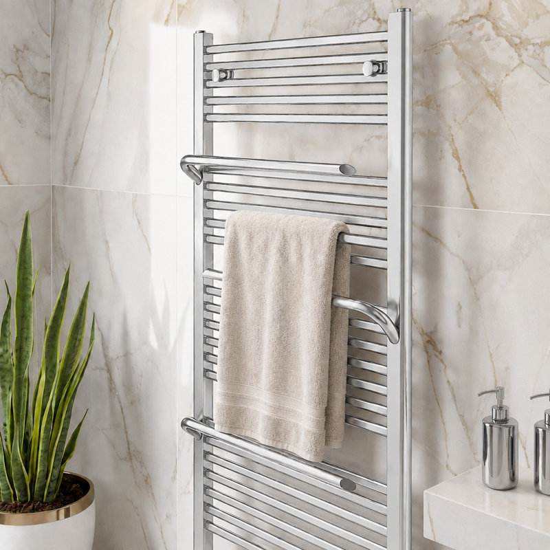 Joule Straight Towel Rail Heated Towel Rails, Chrome, 1510mm H x 550mm W
