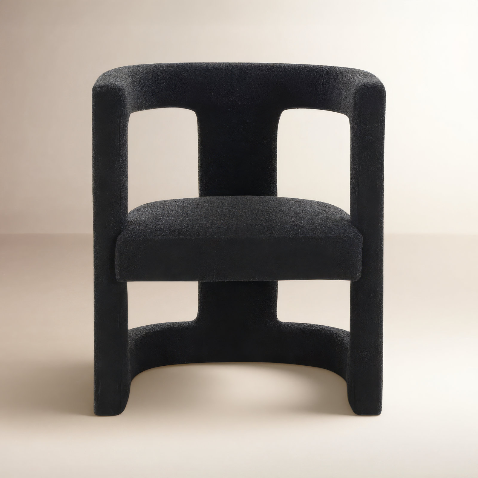 Baadur Barrel Chair, Black Boucle