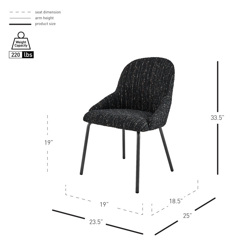 Hanschen Fabric Dining Side Chair, Black