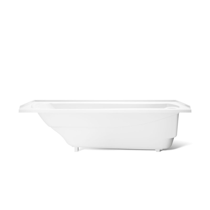 Mariposa 72" x 36" Drop In Soaking Acrylic Bathtub, White, Right