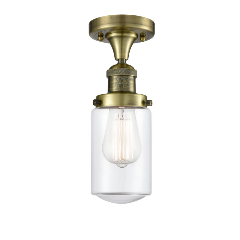 Plafonnier semi-encastré 4,5 po Saroyan, Ampoule non incluse, Transparent, Or satiné