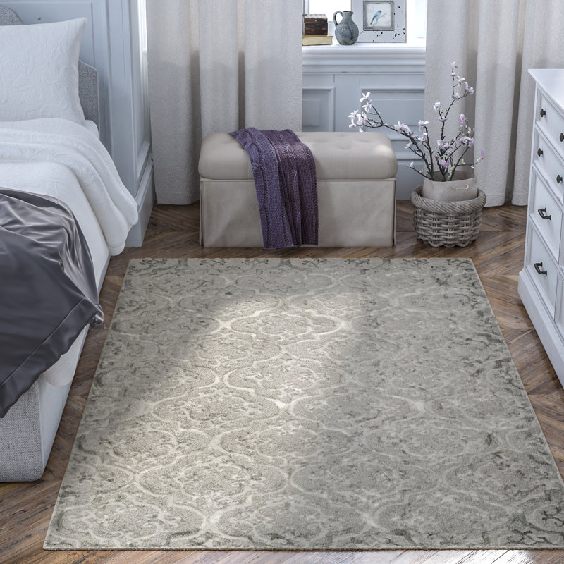 Oakton Hand Tufted Wool Floral Rug, Rectangle 5' x 8'