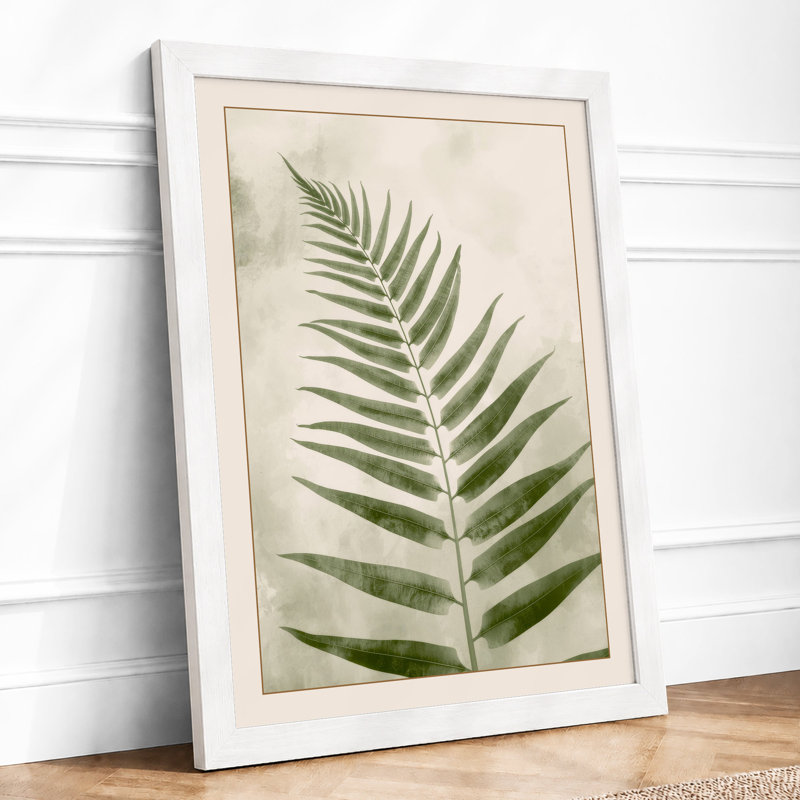 Delicate Fern Study Botanical - Framed Print, A4 - 29.7 x 21.0 cm, White