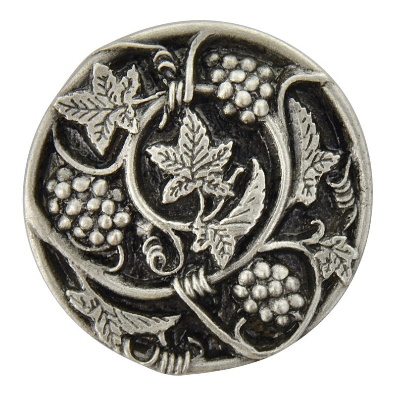 Antique Pewter Round Mushroom Knob with Mounting Hardware