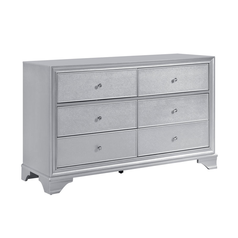 Commode de rangement à finition argentée Glam