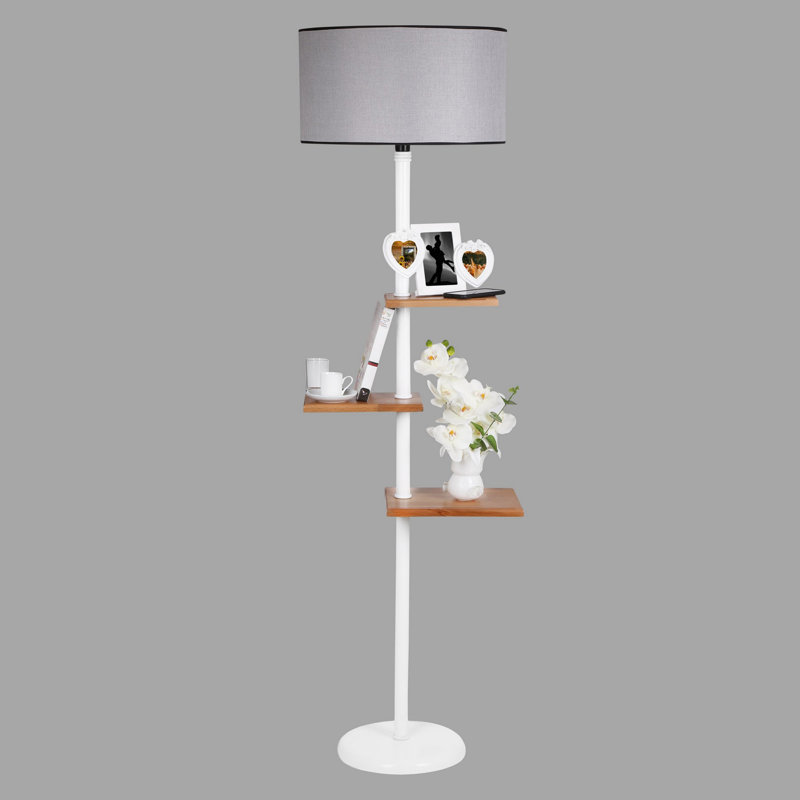Madeline 163cm Tray Table Floor Lamp, Grey, White
