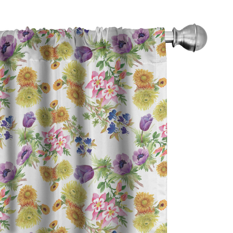 Floral Semi-Sheer Rod Pocket Curtain Panels, 28" x 84"
