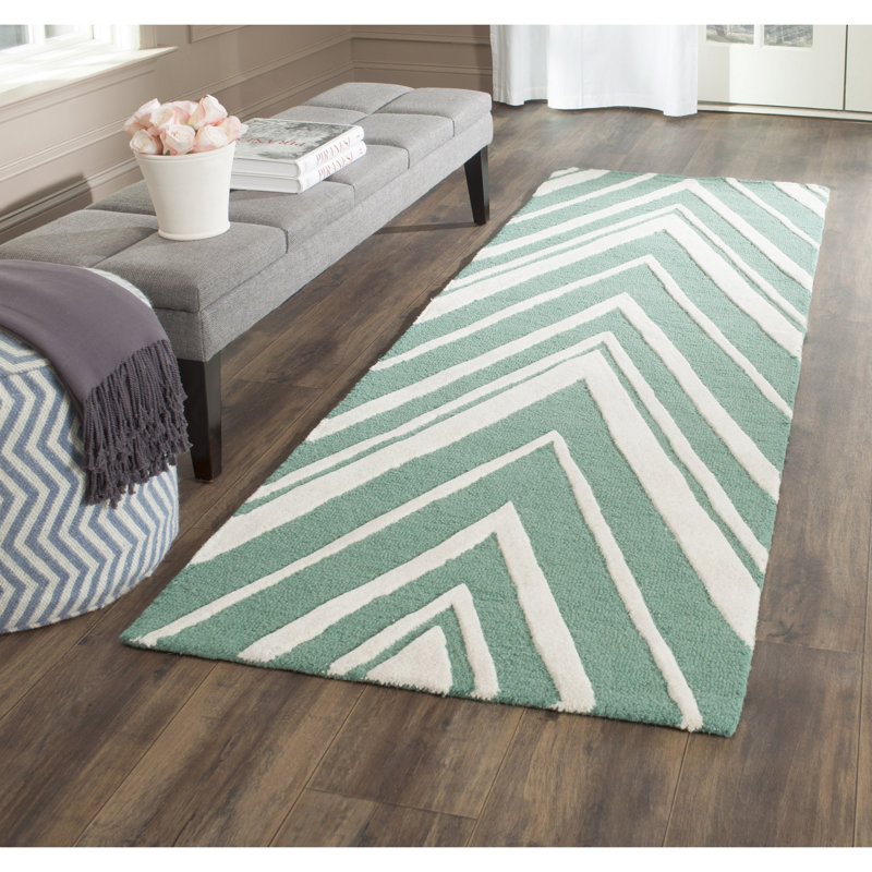 Tapis en laine touffeté à la main Sanyla, Tapis de couloir 2 pi 6 po x 8 pi