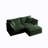 Green Chenille Two-Seater Sofa With L-Shaped Sectional