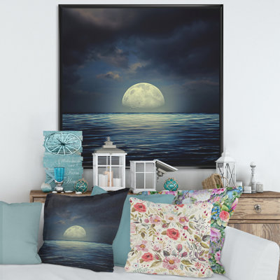 " Super Moon Over The Sea II " by Designart