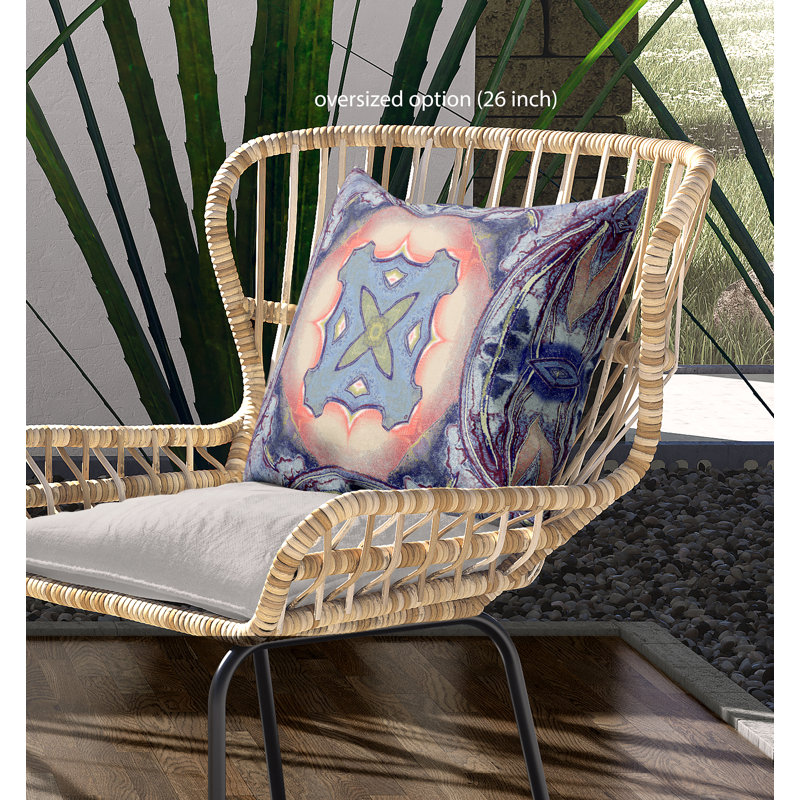 Coussin intérieur pastel zippé Pastel, 18" x 18", Bleu ciel / indigo / pêche pâle, Faux suède