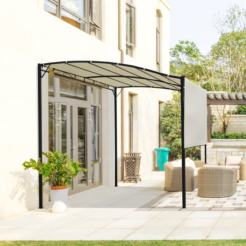 Samual 3 x 2.5m Patio Metal Gazebo Door Window Awning Cream White