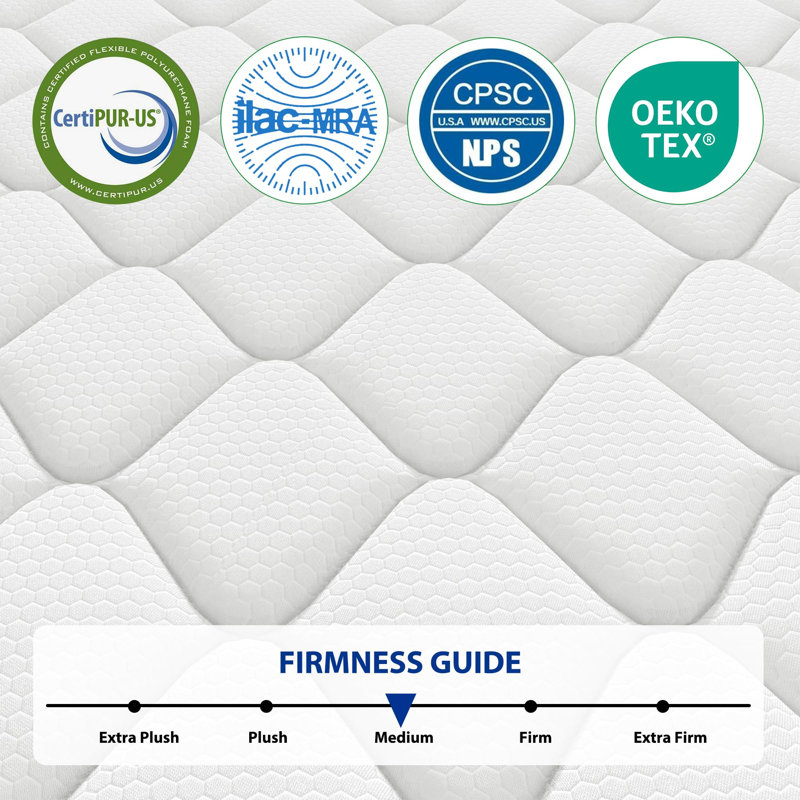 Matelas et sommier en mousse viscoélastique gélifiée Alwyn Home Samia, Très grand - 10 po x 76 po