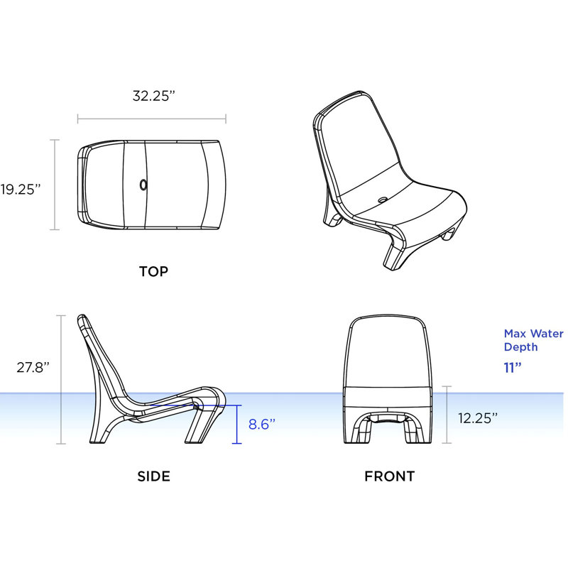 Chaise longue de bronzage Freelo In Pool Sun Shelf Chair Premium pour profondeurs d'eau jusqu'à 28 cm (1 chaise)