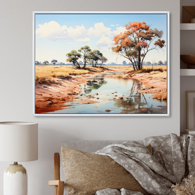Paysage africain beige et vert sur toile