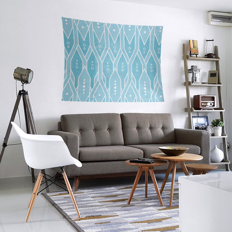 Tapisserie murale treillis, Bleu sarcelle, H 27,5 po x l 37,5 po