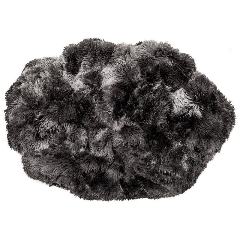 Couverture en fausse fourrure , L 50 po x L 65 po, Gris foncé