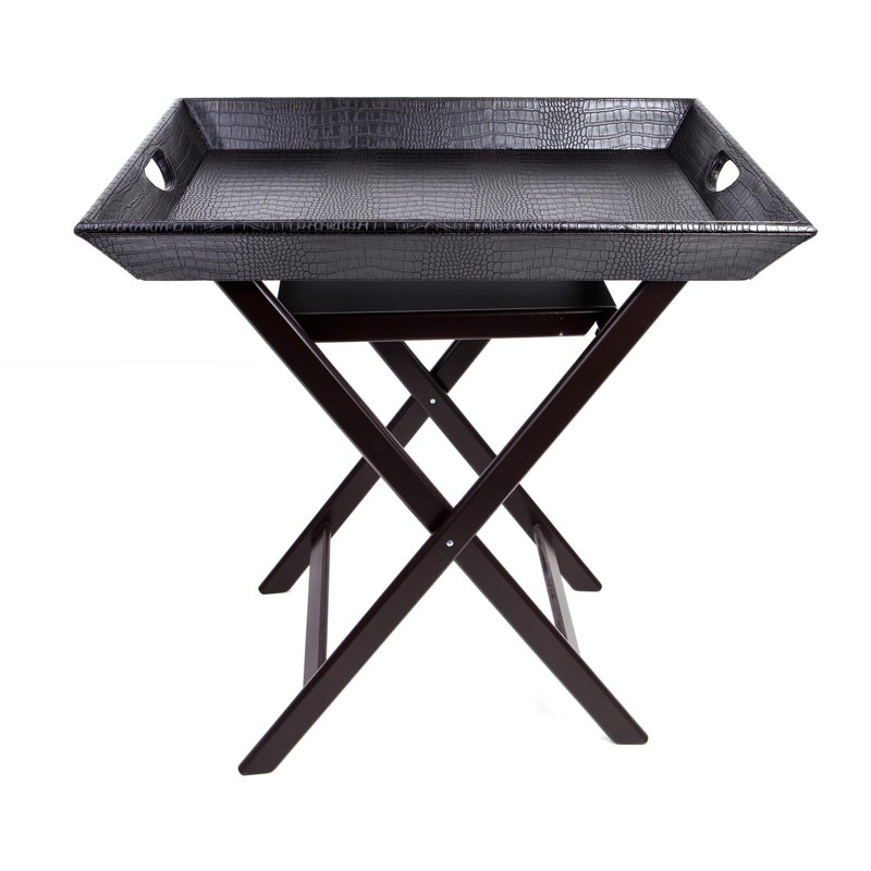 Milpitas Tray Top Cross Legs End Table, Black