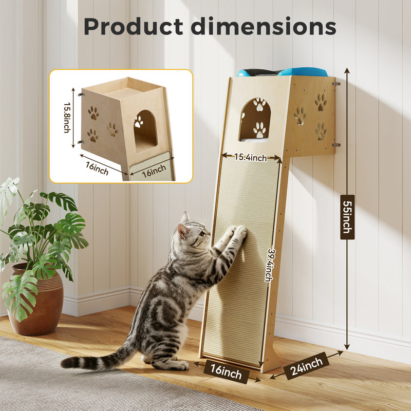 Wall-mounted Cat Tree Climbing With Condo