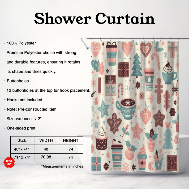 Rideau de douche doux 1 pièce Soft Festive, H 74 po x l 71 po