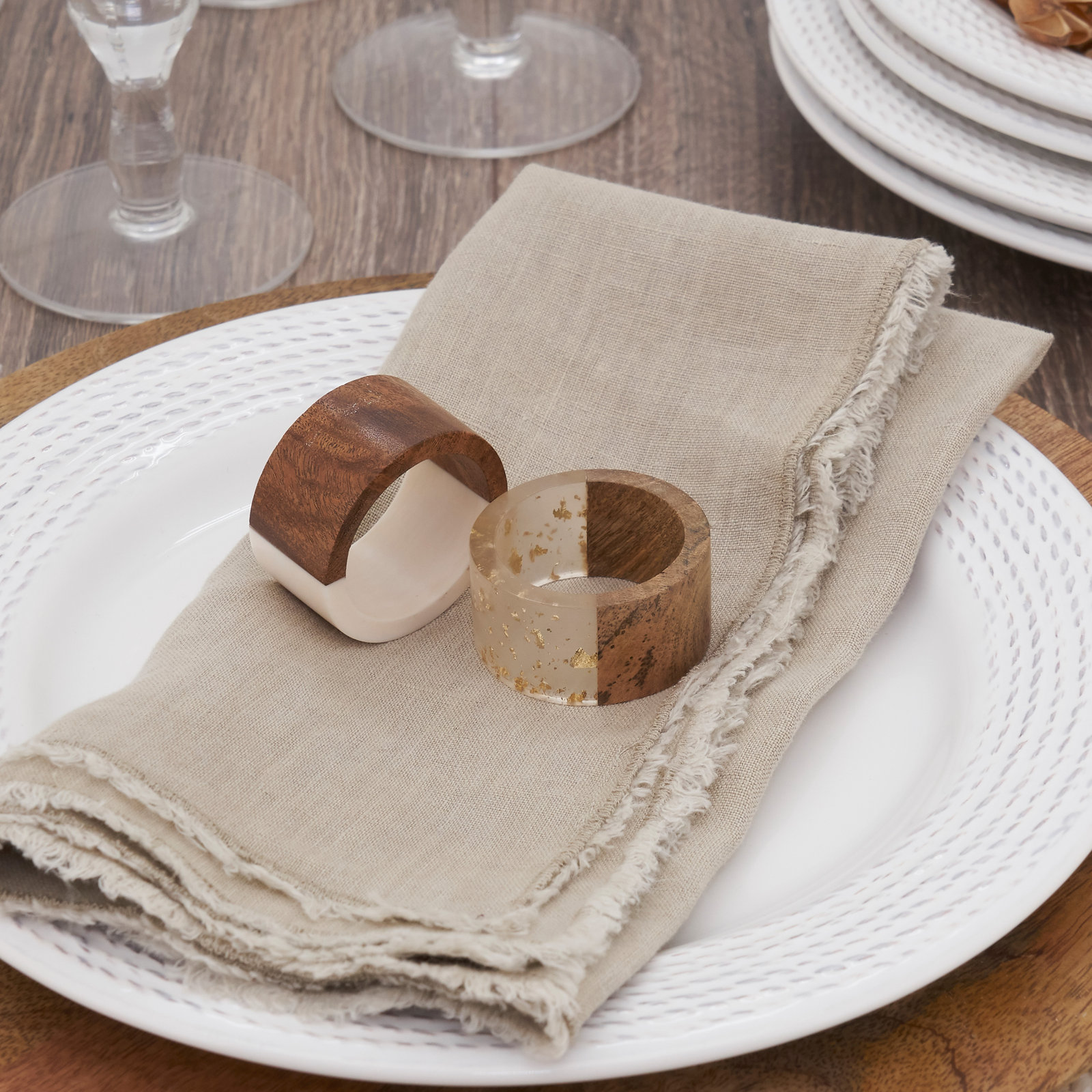 Brayson Two-Tone Wood Napkin Rings