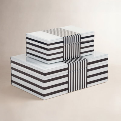 Striped Wooden Storage Box Set