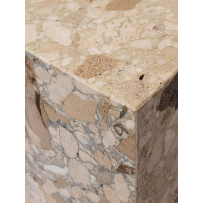 Plinth Marble End Table, Kunis Breccia, 15.7" H x 15.7" W x 15.7" D