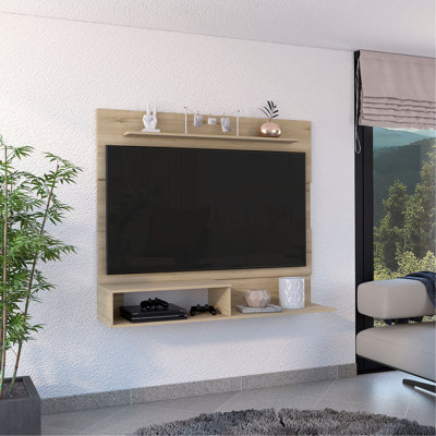 Meuble audio-vidéo flottant, une tablette supérieure, deux tablettes, espace pour les téléviseurs de 55 po ou moins