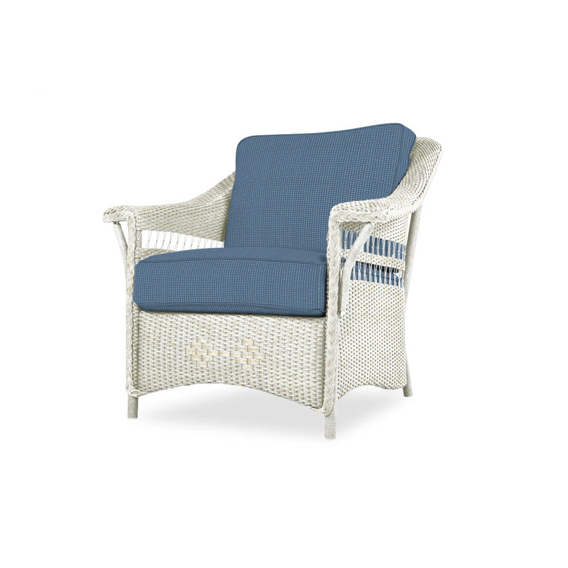 Nantucket Outdoor Lounge Chair, White, Bamboo Bay Sky