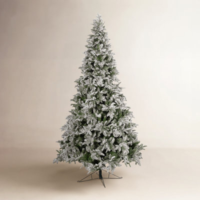 Flocked Pre-Lit Artificial Christmas Tree, Green-White
