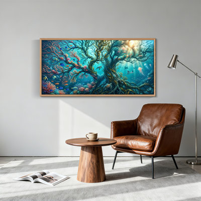 Forêt sous-marine, reproduction d'art sur toile encadrée, ensemble de 1,48 x 24 pouces