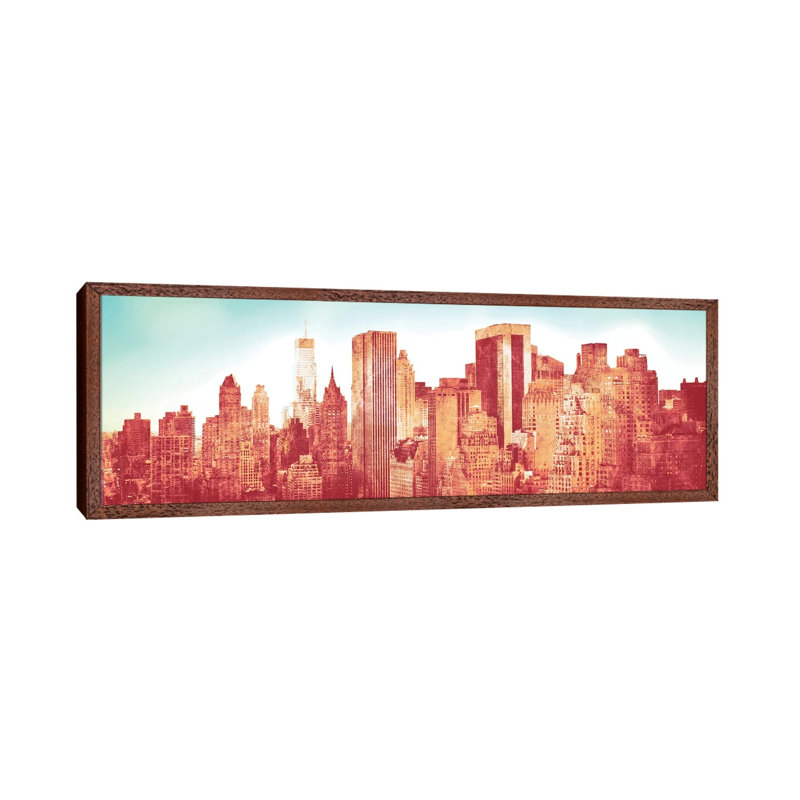 NY Love 1 Piece Panoramic Wall Art on Canvas, 121.92 cm H x 40.64 cm W, Classic Wood Framed