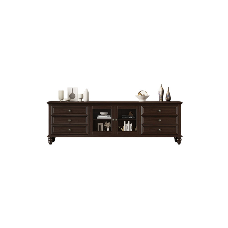 Meuble télé de style américain, H 23,26 po x l 94,48 po x P 16,53 po, Noir noyer
