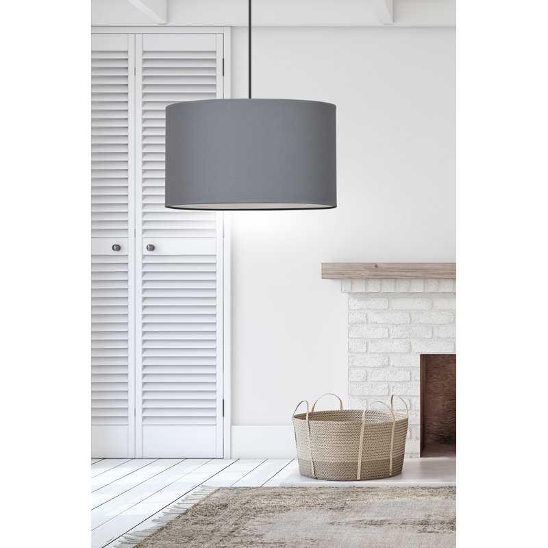 Pascua 1 - Light Black Drum Pendant, Gray